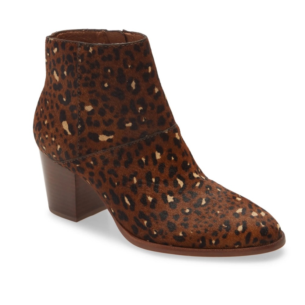 MADEWELL The Rosie Ankle Boot 
RICH BROWN MULTI Mini Leopard CALF HAIR, size 8.5
